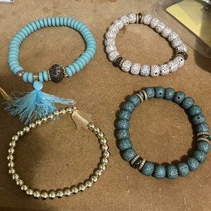 IDB Women's Boho Blue Boho Multilayer 4PC Bracelet Set OS NIP
